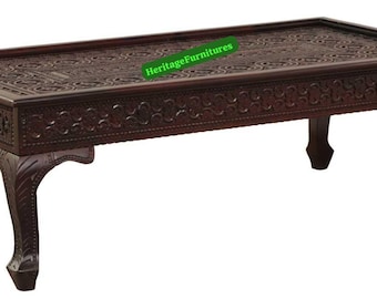 Handmade Fine Carved Coffee Table/ Wooden Tea Table