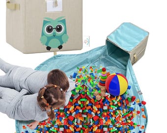Caja de juguetes para niños con tapete de juego/Organizador de juguetes portátil