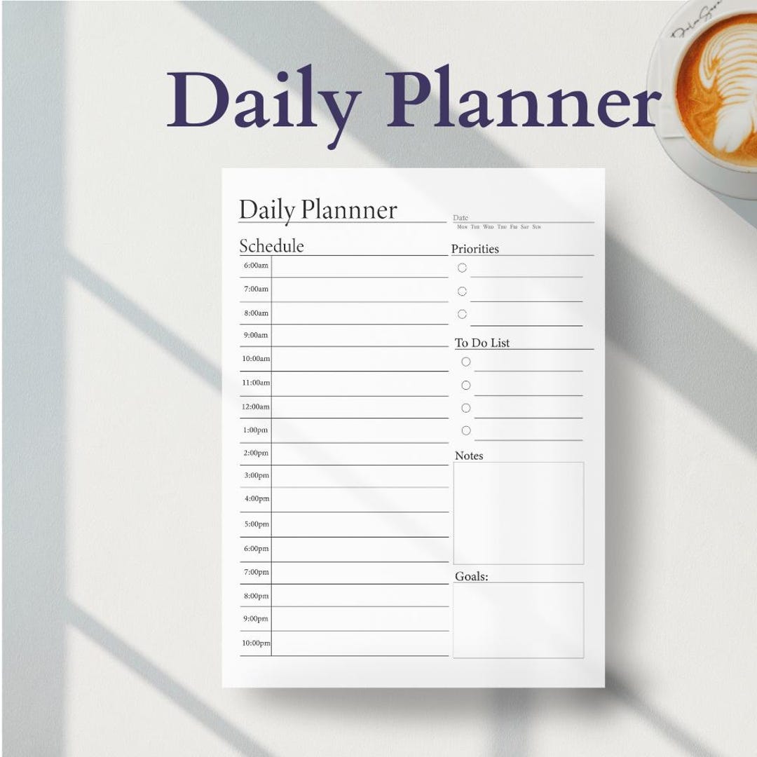 Floral Daily Planner Printable: Minimalist To-do List PDF Download A4 ...
