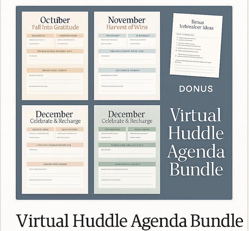 Fall Huddle Kit Virtual Huddle Toolkit – Complete Monthly Agendas + Icebreakers ...