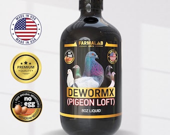DEWORMX Pigeon Loft– Liquid 8oz | Intestinal Parasite Treatment by FARMALAB  | Tratamiento para parásitos intestinales de palomares.