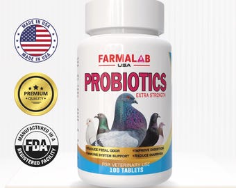 PROBIOTIC for Pigeons – 100 Tabs |FARMALAB  | Gut Health & Digestion | Probiótico para palomas