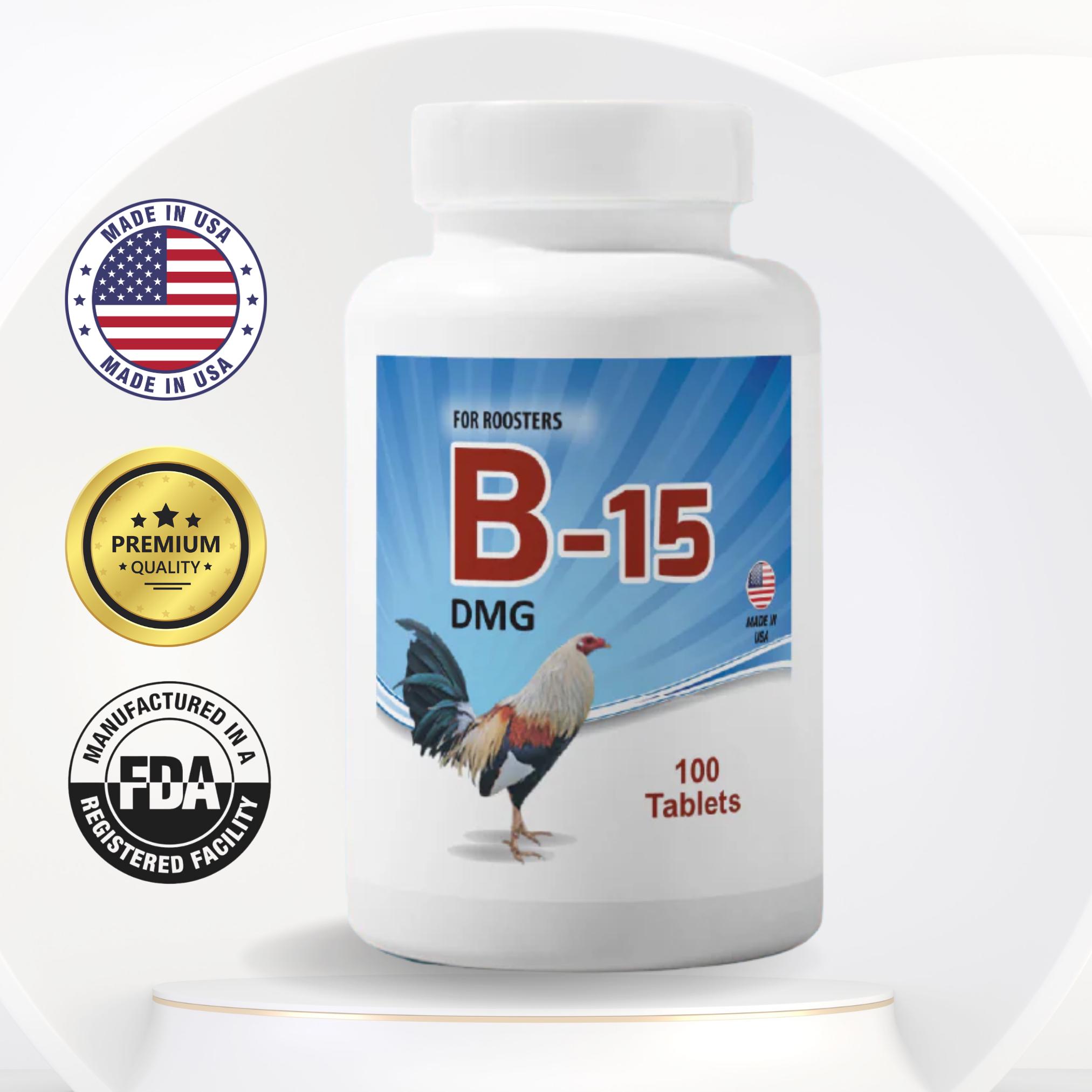 B-15 DMG Rooster Supplement –INTERFARMA- 100 Tablets | Endurance & Muscle Booster | Energizante para gallos