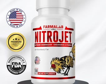 NITROJET for Roosters – 100 Tabs |FARMALAB|Muscle Pump & Endurance Booster | Resistencia extrema para gallos - Oxigenador para Gallos.
