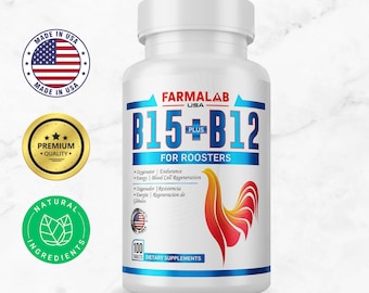 B15 + B12 Rooster Vitamin Boost – 100 Tablets | Energy, Fertility & Vitality |  Complejo B para gallos Energía y vitalidad.