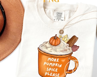 Più Pumpkin Spice Please png / Autunno png / Autunno carino png / Pumpkin Spice png / Disegni digitali / Caffè png / Caffè autunnale png /