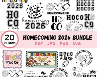 Homecoming 2025 20 Pack SVG Bundle | PNG Bundle | Homecoming svg | Cricut svg| Digital Files | HOCO svg | Homecoming Queen svg