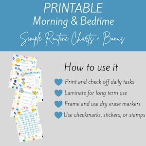 Printable Routine Chart Bundle – Morning, Bedtime, Reward, Custom ...