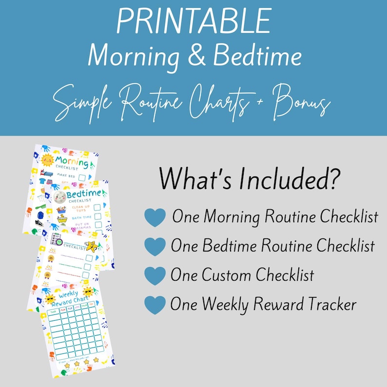 Printable Routine Chart Bundle – Morning, Bedtime, Reward, Custom ...