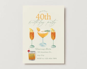 Sweet Cocktail Hour Birthday invitation Template