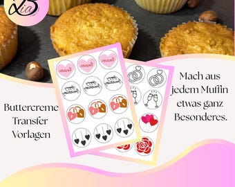 Modèles de cupcakes pour anniversaire de mariage à imprimer | Modèles de transfert de crème au beurre pour cupcakes | Téléchargement PDF | Décoration de cupcakes | Modèles de pâtisserie
