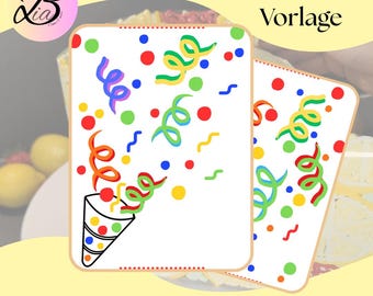 Gabarit de transfert pour glaçage au beurre pour gâteaux | Fête confettis | Fichier PDF | Téléchargement de 3 pages | Recouvre entièrement les gâteaux | À faire soi-même