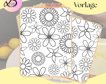 Gabarit de transfert pour décorations de gâteaux à la crème au beurre | Fleurs | Fichier PDF | Téléchargement de 3 pages | Recouvre entièrement les gâteaux | À faire soi-même