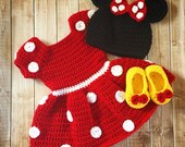 Minnie Mouse Inspired Costume Minnie Mouse Hat Minnie Mouse Costume Available in Newborn to 18 Month Size- MADE TO ORDER