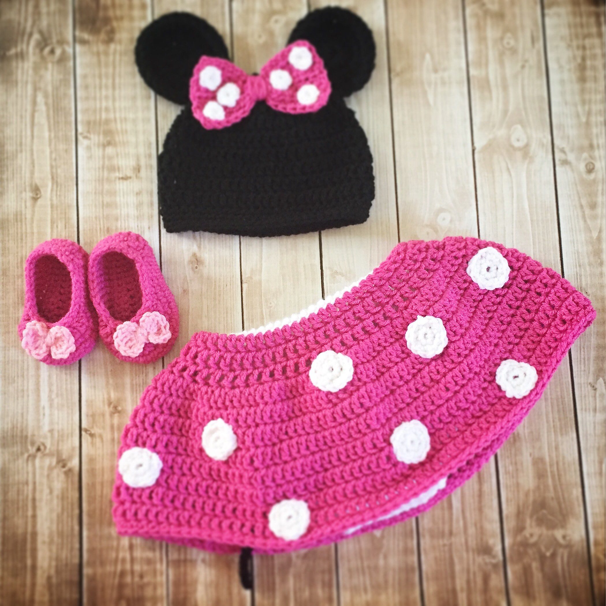 Minnie Mouse Inspired Costume/Minnie Mouse Hat/ Minnie Mouse Costume Available in Newborn to 12 Month Size- MADE TO ORDER
