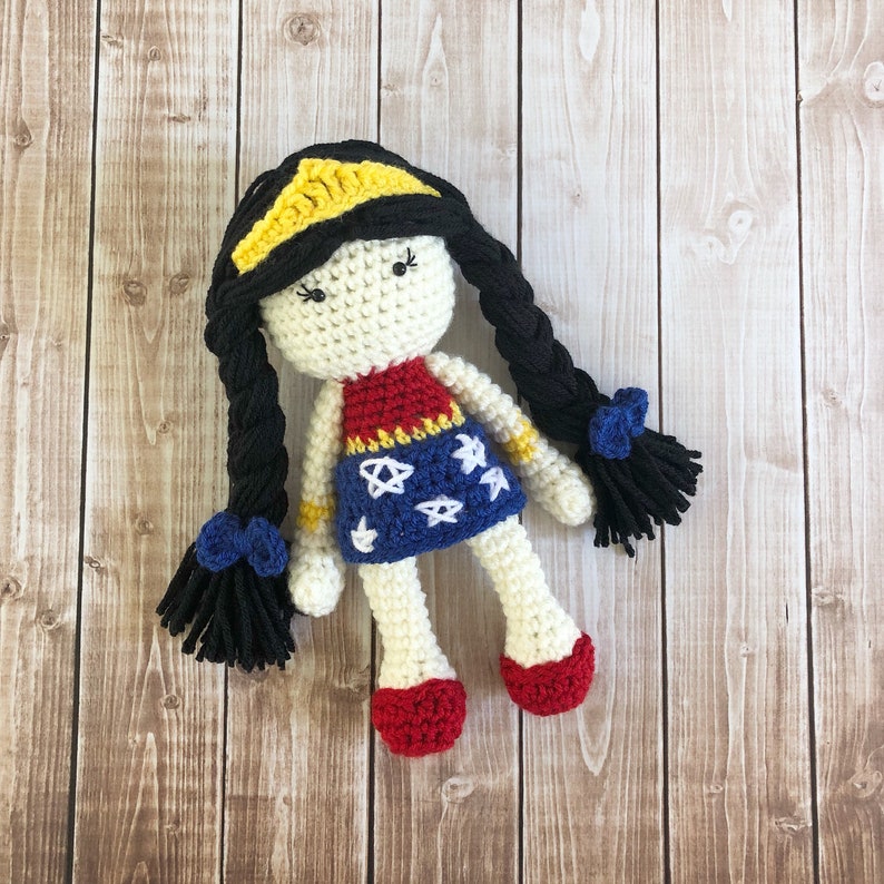 Wonder Woman Inspired Doll/ Wonder Woman Doll/Soft Toy Doll/ Plush Toy/ Stuffed Toy Doll/ Amigurumi Doll/ Baby Doll MADE TO ORDER image 7