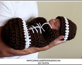 Newborn Football Cocoon and Beanie Set in Newborn Size- MADE TO ORDER