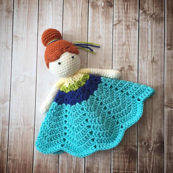 Anna Frozen Fever Inspired Lovey/ Security Blanket/ Stuffed Toy/ Plush Toy Doll/ Soft Toy Doll/ Amigurumi Doll/ Frozen Doll- MADE TO ORDER