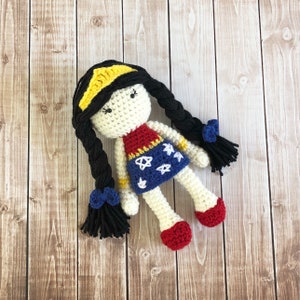 Wonder Woman Inspired Doll/ Wonder Woman Doll/Soft Toy Doll/ Plush Toy/ Stuffed Toy Doll/ Amigurumi Doll/ Baby Doll MADE TO ORDER image 8