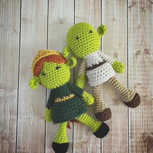 Princess Fiona and Shrek Inspired Dolls/Soft Toy Doll/ Plush Toy/ Stuffed Toy Doll/ Amigurumi Doll/ Baby Doll-  MADE TO ORDER