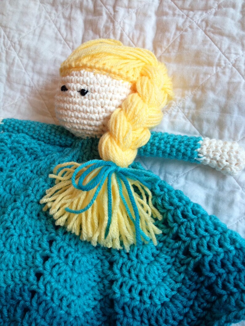 Elsa Inspired Lovey/ Security Blanket/ Plush Doll/ Stuffed Toy Doll/ Soft Toy Doll/ Amigurumi Doll/ Frozen Doll MADE TO ORDER image 4