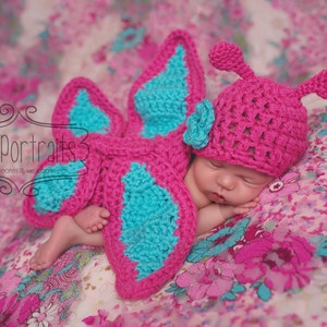 Butterfly Hat and Cuddle Cape Set in Newborn Size- MADE TO ORDER