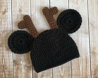 Mickey Mouse Reindeer Christmas Inspired Hat/ Crochet Mickey Mouse Hat/ Available in 0-3 Month Size- READY TO SHIP