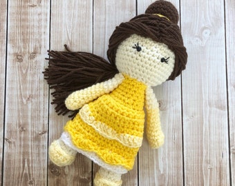 Princess Belle Inspired Doll/ Beauty and the Beast Doll/Soft Toy Doll/ Plush Toy/ Stuffed Toy Doll/Amigurumi Doll/ Baby Doll-  MADE TO ORDER