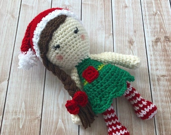 Little Miss Elf Doll/Girl Elf Plush Doll/Elf Ragdoll/ Christmas Doll/Stuffed Toy Doll/ Soft Toy Doll/ Amigurumi Doll/- MADE TO ORDER