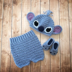 Lilo and Stitch Inspired Costume/Crochet Stitch Hat/Disney Inspired Photo Prop Newborn to 12 Months- MADE TO ORDER