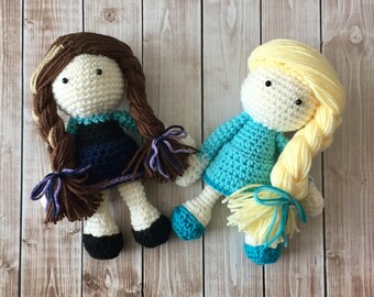 Princess Elsa and Anna Inspired Dolls/Frozen Dolls/Soft Toy Doll/ Plush Toy/ Stuffed Toy Doll/ Amigurumi Doll/ Baby Doll-  MADE TO ORDER