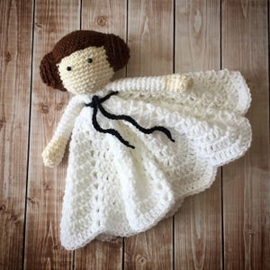 Princess Leia Star Wars Inspired Lovey/ Security Blanket/ Soft Toy Doll/ Plush Doll/ Stuffed Toy/ Amigurumi Doll/ Baby Doll-  MADE TO ORDER