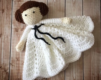 Princess Leia Star Wars Inspired Lovey/ Security Blanket/ Soft Toy Doll/ Plush Doll/ Stuffed Toy/ Amigurumi Doll/ Baby Doll-  MADE TO ORDER