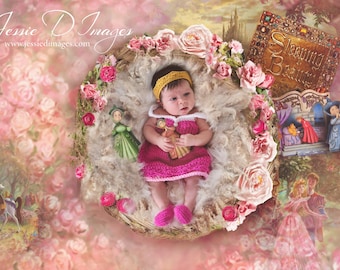 Princess Aurora Sleeping Beauty Inspired Costume/Crochet Princess Aurora Dress/Princess Photo Prop Newborn to 12 Months- MADE TO ORDER