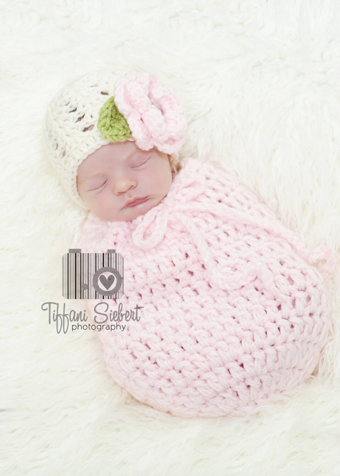Swaddle Sack and Matching Beanie in Pale Pink Ecru and Celery Etsy