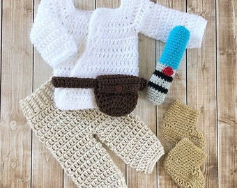 Luke Star Wars Inspired Costume/Crochet Luke Costume/Star Wars Inspired Costume/Photo Prop Newborn to 12 Month Size-MADE TO ORDER