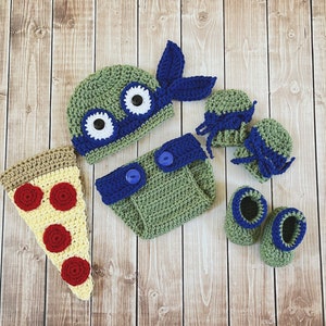 Ninja Turtle Inspired Costume/Crochet Ninja Turtle Costume/Ninja Costume/Photo Prop Newborn to 12 Month Size-MADE TO ORDER