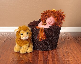 Mr. Lion Bonnet/Lion Costume in Yellow and Wild Fire 0-3 and 3-6 Month Size- MADE TO ORDER