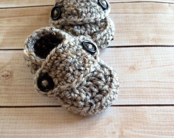 Button Loafers/Baby Booties/Baby Shoes/Soft Shoes/Shoes in Gray Available in 0 to 24 Months Size- MADE TO ORDER