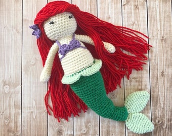 Little Miss Mermaid Doll Plush Toy/Ariel Inspired Doll/Photography Prop/ Stuffed Toy / Soft Toy/Amigurumi Toy- MADE TO ORDER