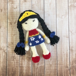 Wonder Woman Inspired Doll/ Wonder Woman Doll/Soft Toy Doll/ Plush Toy/ Stuffed Toy Doll/ Amigurumi Doll/ Baby Doll MADE TO ORDER image 3