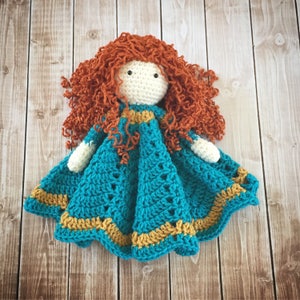 Merida Inspired Lovey/ Security Blanket/ Stuffed Toy/ Plush Toy Doll/ Soft Toy Doll/ Amigurumi Doll/ Merida from Brave Doll MADE TO ORDER image 2