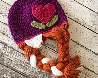 Anna Inspired Hat/ Crochet Anna Wig/ Available in Newborn to Child Size- MADE TO ORDER