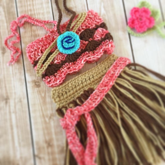 Crochet Moana Inspired Dress Photoprop Set/moana / Princess 