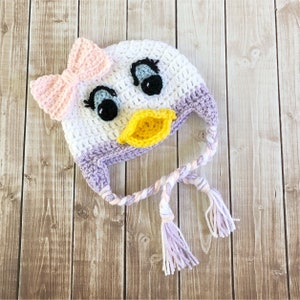 Daisy Duck Inspired Hat/ Crochet Daisy Duck Hat/ Available in Newborn to Adult Size- MADE TO ORDER