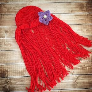 Princess Ariel Inspired Hat/ Crochet Princess Ariel Wig/ Ariel Wig Hat Available in Newborn to Child Size- MADE TO ORDER