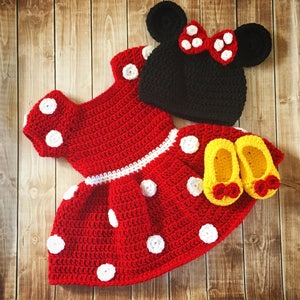 Minnie Mouse Inspired Costume/Minnie Mouse Hat/ Minnie Mouse Costume Available in Newborn to 12 Month Size- MADE TO ORDER