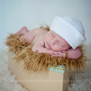 Sailor Hat in White Available in Newborn to Adult Size- MADE TO ORDER