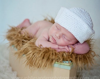 Sailor Hat in White Available in Newborn to Adult Size- MADE TO ORDER