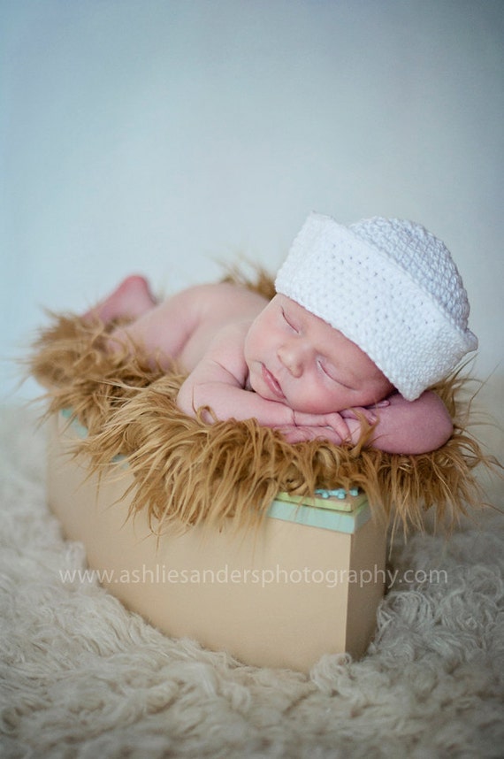 Sailor Hat in White Available in Newborn to Adult Size- MADE TO 